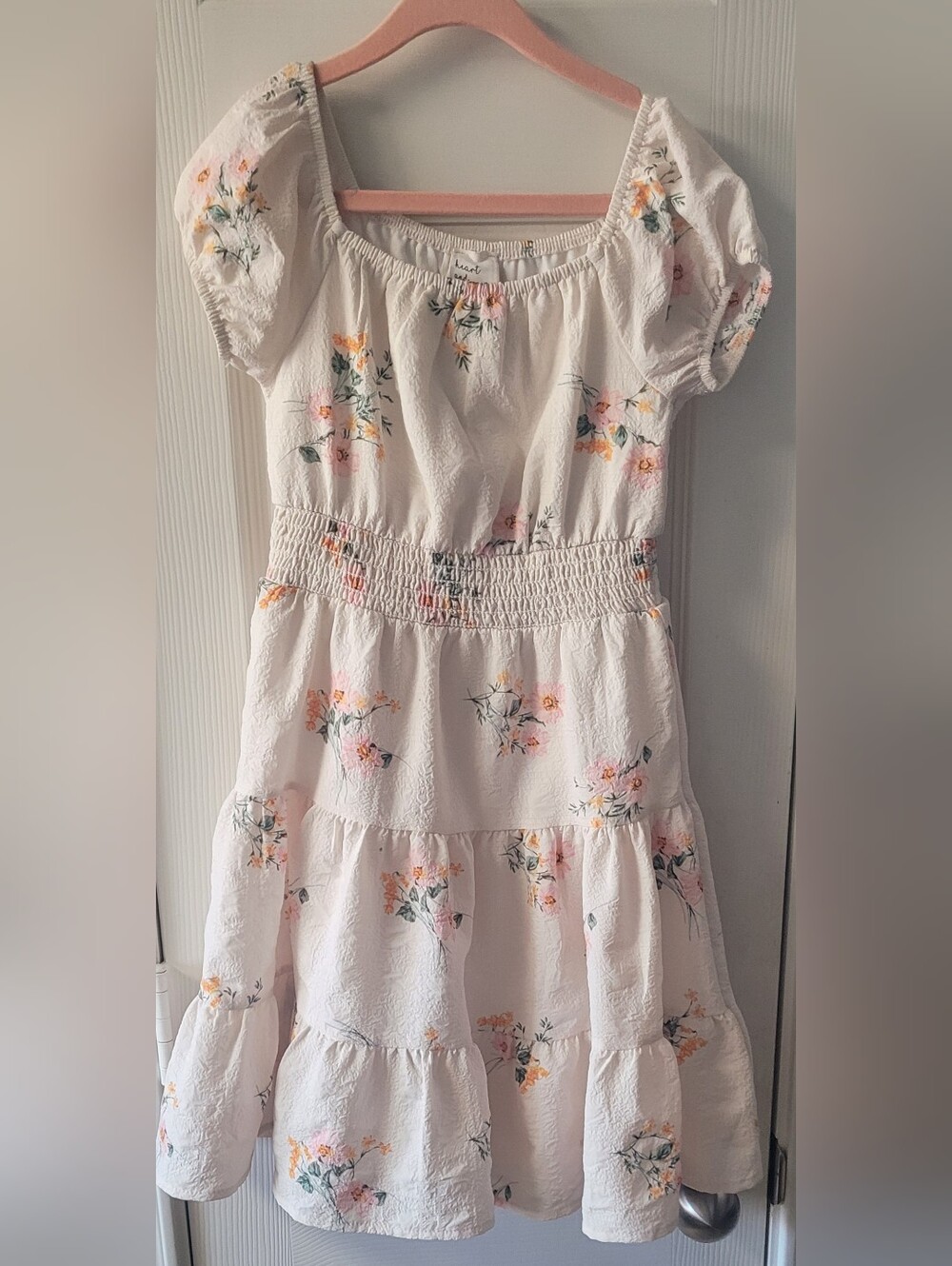 Heart & Arrow Girls' White Floral Tiered Dress
